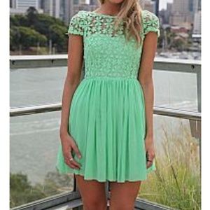 Angel Biba Mint Green Floral Skater Dress